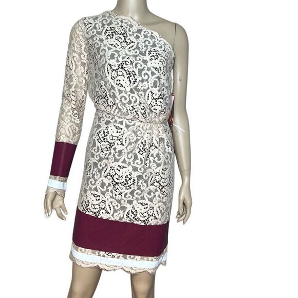 NWT MSGM One-Shoulder Lace Beige Dress (018) - Picture 1 of 16
